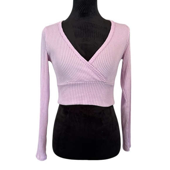 wild fable Tops - Wild Fable Lavender Ribbed Wrap Crop Top Size Small Y2K Style